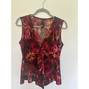 Intriguing Threads Women’s Blouse -red Floral- Sz Medium